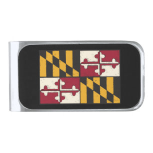 Maryland State Flag Swag Merchandise Silver Finish Money Clip