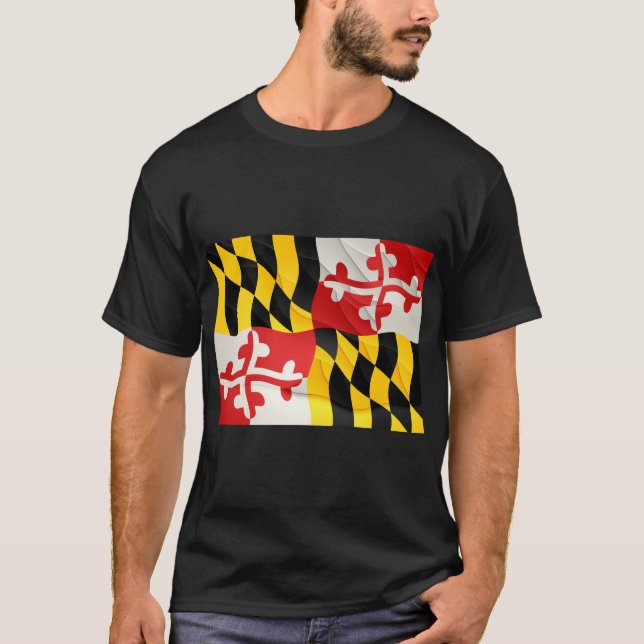 Maryland State Flag T Shirt w/ Wave Effect (Front)