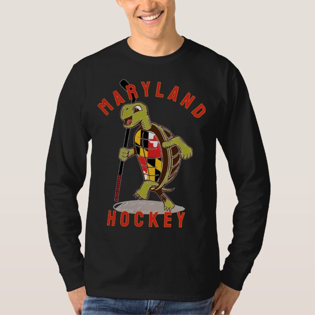 Maryland State Flag Turtle Hockey Baltimore Sports T-Shirt (Front)