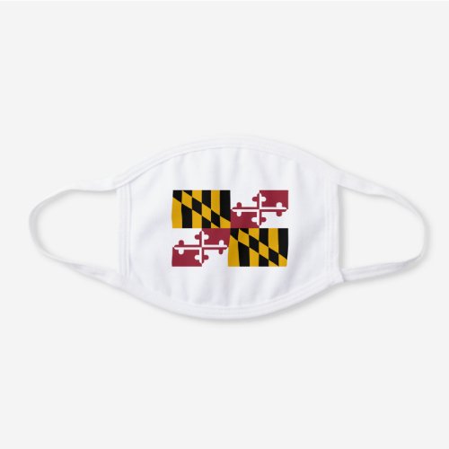 Maryland State Flag White Cotton Face Mask
