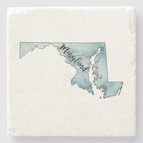 Maryland State Map Marble Stone Coaster