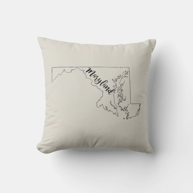 Maryland State Map Throw Pillow (Front)