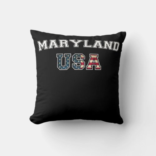 Maryland State MD USA Flag 4th Of July America US Throw Pillow