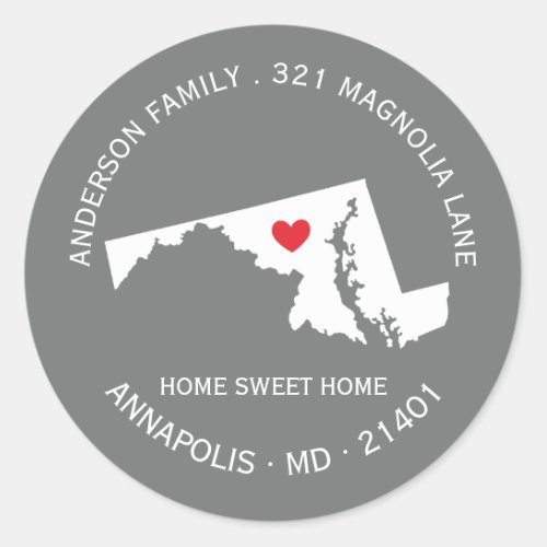 MARYLAND State  New Home Address Label Sticker