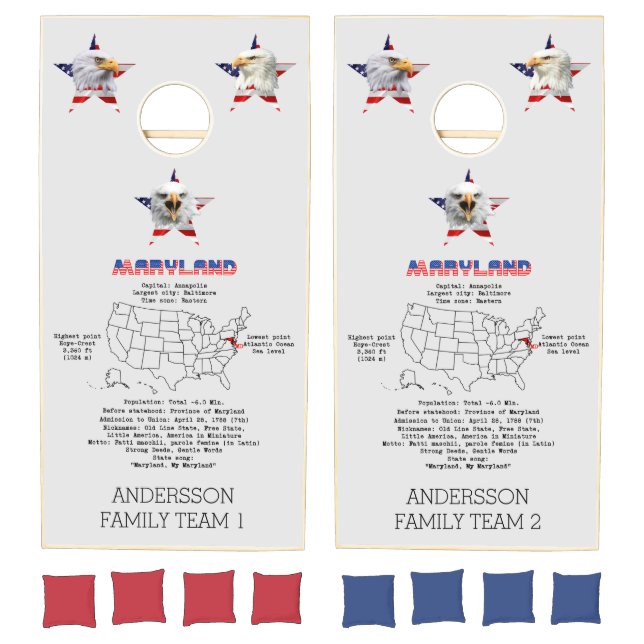 Maryland State Patriotic Customizable Cornhole Set (Set)