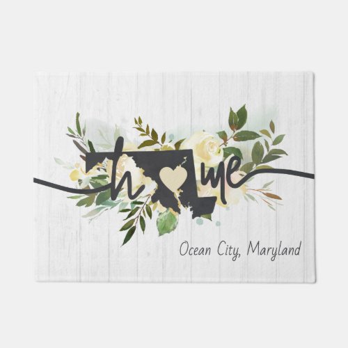 Maryland State Personalized Your Home City Rustic Doormat