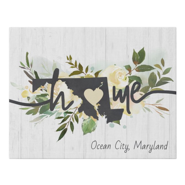 Maryland State Personalized Your Home City Rustic Faux Canvas Print (Front)