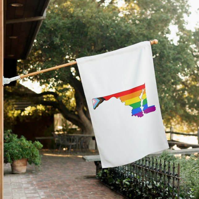 Maryland State Pride LGBTQ Progress Pride House Flag (In SItu)