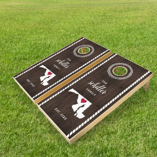 Maryland State Silhouette Family Name Cornhole Set