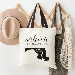 Maryland State Silhouette Wedding Welcome Tote Bag