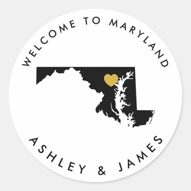 Maryland State Wedding Welcome Sticker Tag (Front)