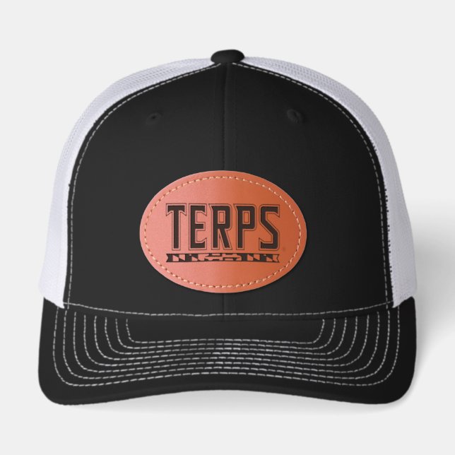 Maryland Terps Wordmark Leather Patch Hat (Front)