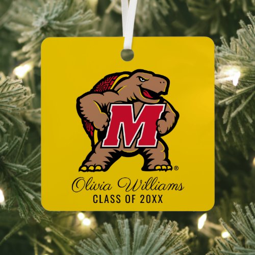 Maryland Terrapin M Mascot  Add Your Name Metal Ornament