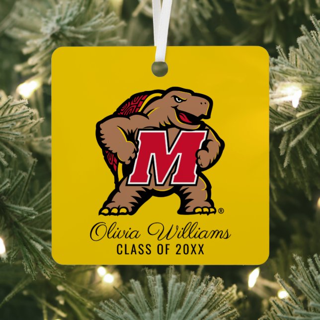 Maryland Terrapin M Mascot | Add Your Name Metal Ornament (Insitu)