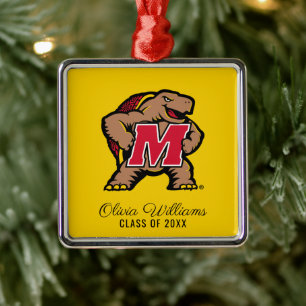 Maryland Terrapin M Mascot   Add Your Name Metal Ornament