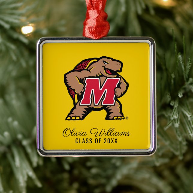 Maryland Terrapin M Mascot | Add Your Name Metal Ornament (Tree)