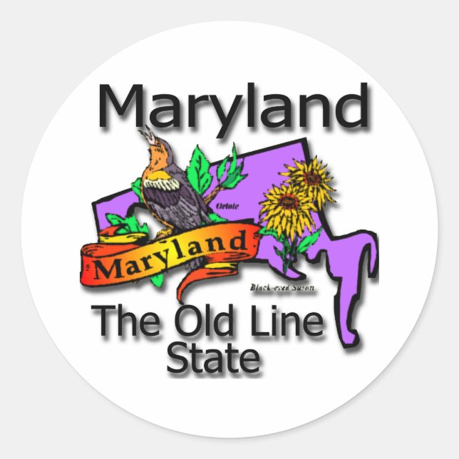 Maryland The Old Line State Bird Classic Round Sticker (Front)