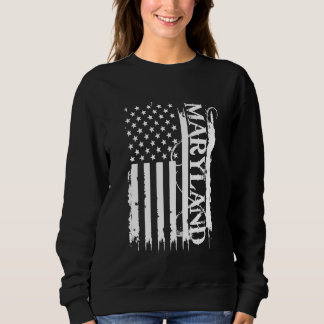 Maryland United States Distressed w US Flag Sweatshirt