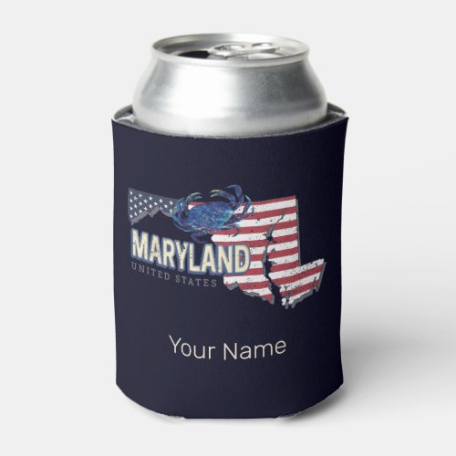 Maryland United States Retro State Map Vintage USA Can Cooler