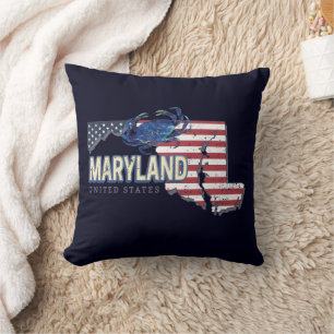 Maryland United States Retro State Map Vintage USA Throw Pillow