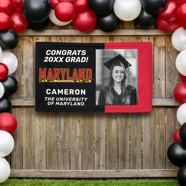 Maryland University Flag | Graduation Banner (Banner on simulated fence)