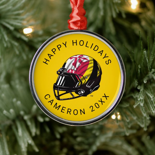 Maryland University Football Helmet Logo Metal Ornament (Tree)