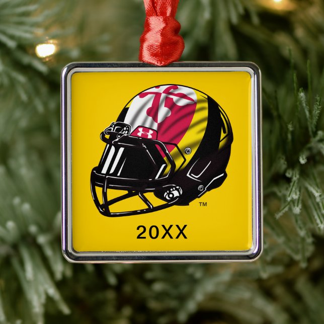Maryland University Football Helmet Logo Metal Ornament (Tree)