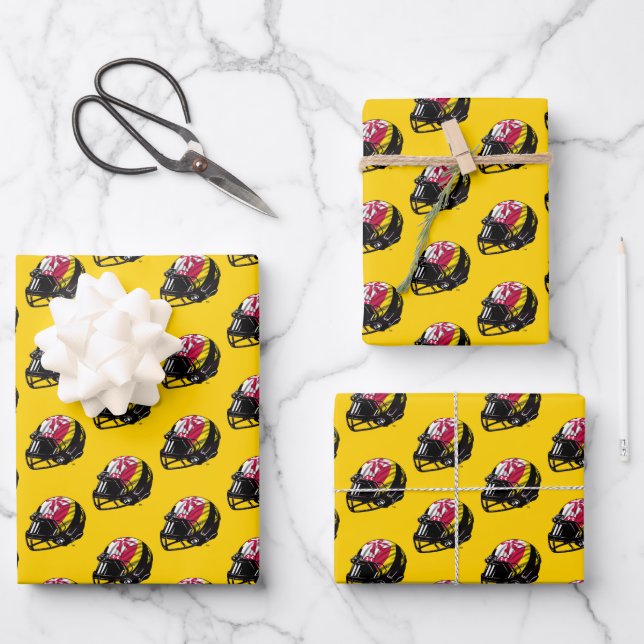 Maryland University Football Helmet Logo Wrapping Paper Sheets (Front)