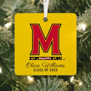 Maryland University M Logo   Add Your Name Metal Ornament