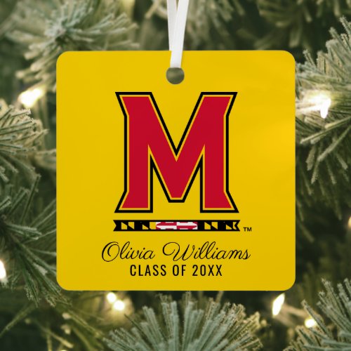 Maryland University M Logo  Add Your Name Metal Ornament
