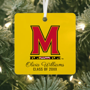 Maryland University M Logo Add Your Name Metal Ornament
