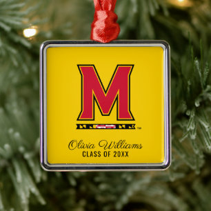Maryland University M Logo Add Your Name Metal Ornament