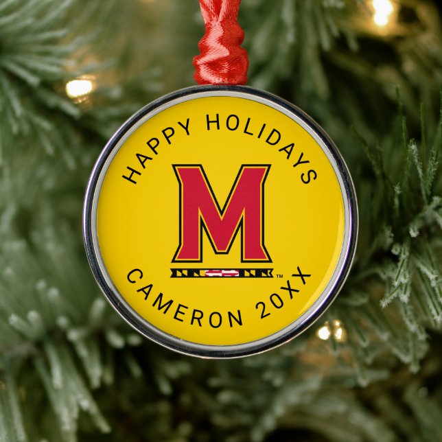 Maryland University M Logo | Add Your Name Metal Ornament (Tree)