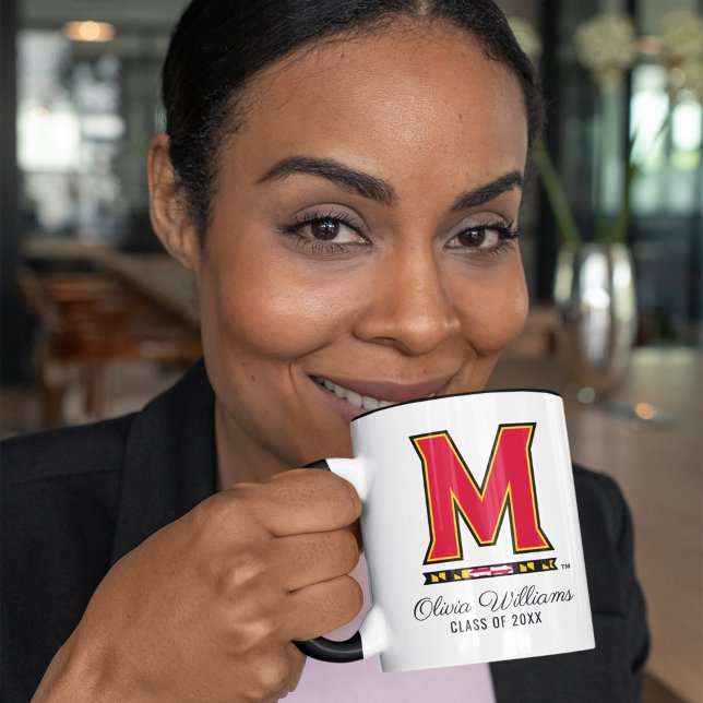 Maryland University M Logo | Add Your Name Mug (Person holding mug)