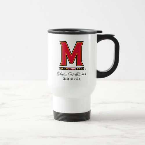 Maryland University M Logo  Add Your Name Travel Mug