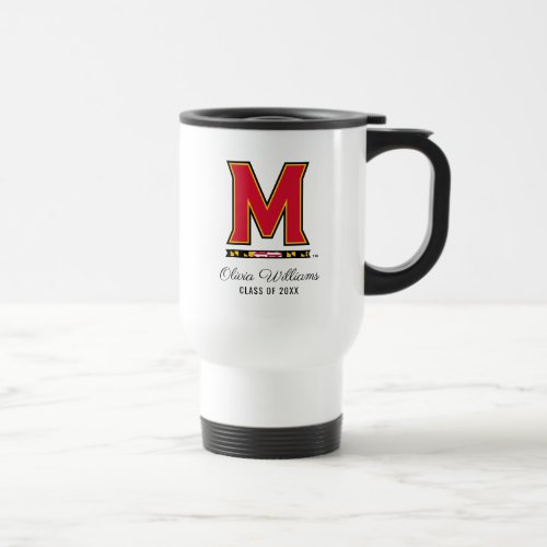 Maryland University M Logo   Add Your Name Travel Mug