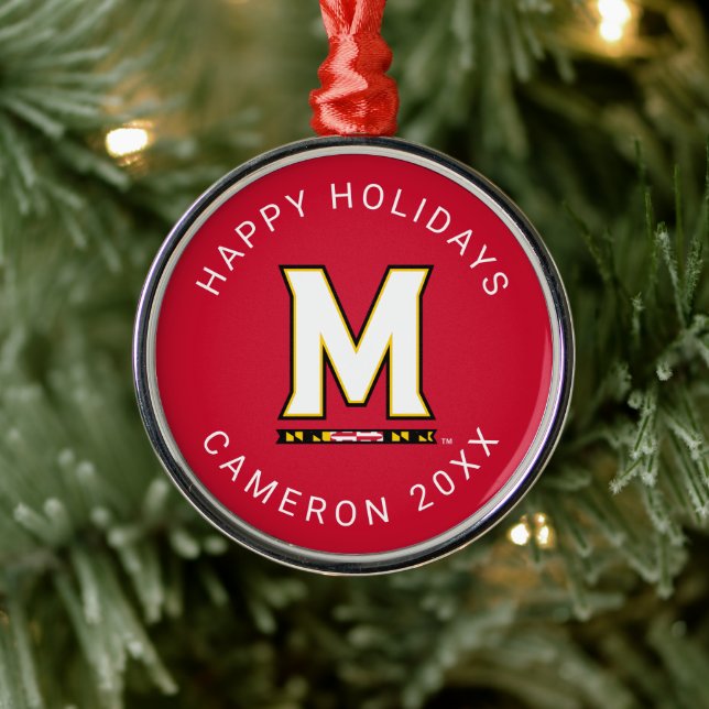 Maryland University M Logo | Holiday Metal Ornament (Tree)