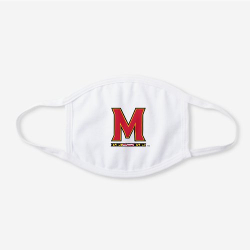 Maryland University M Logo White Cotton Face Mask