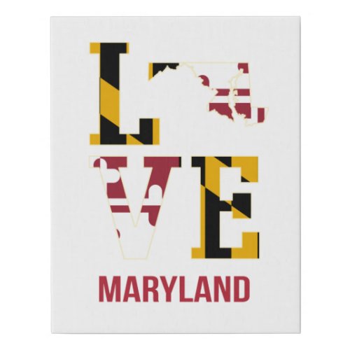 Maryland USA State Love Faux Canvas Print