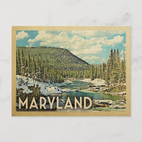 Maryland Vintage Travel Snowy Winter Nature Postcard