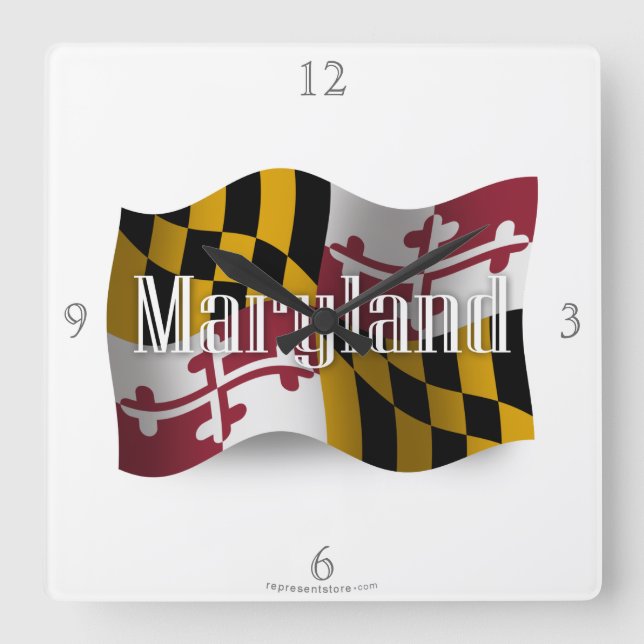 Maryland Waving Flag Square Wall Clock (Front)