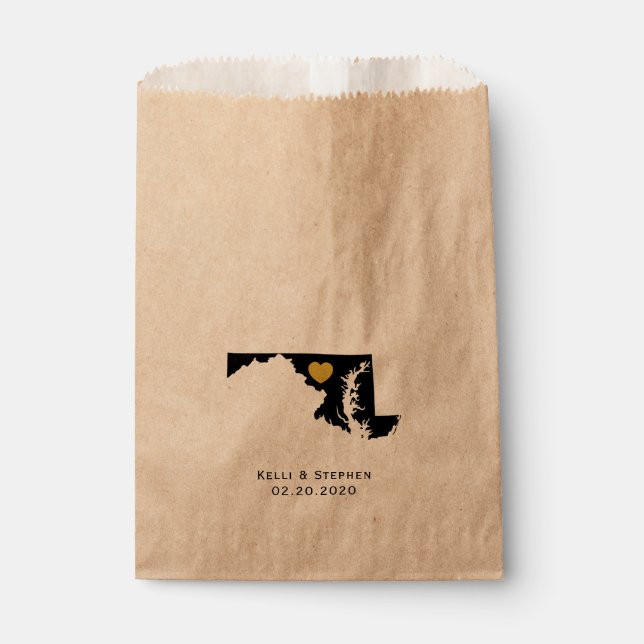 Maryland Wedding Favor Treat Sacks, Gift Bags (Front)