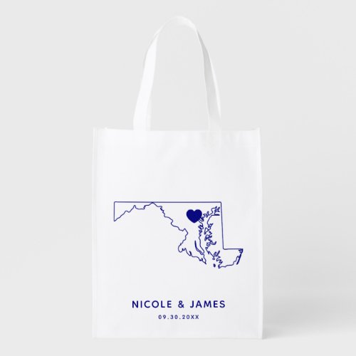 Maryland Wedding Welcome Bag Navy Tote with Map