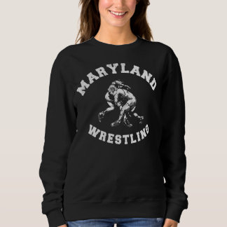 Maryland Wrestling 80s Distressed Retro Freestyle  Sweatshirt