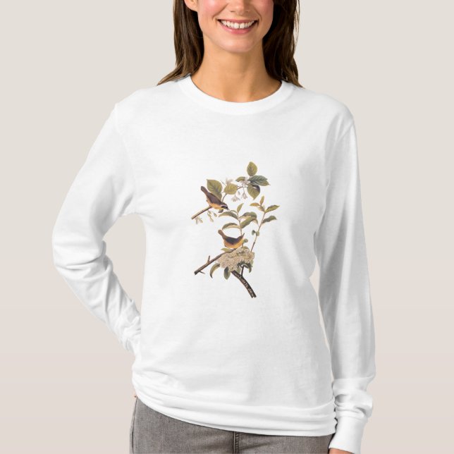 Maryland Yellowthroat Audubon Birds in Olive Tree T-Shirt (Front)