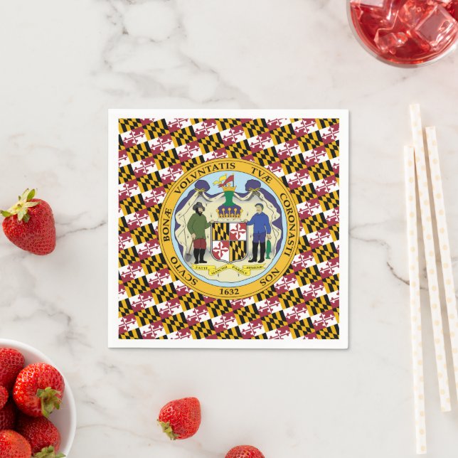 Marylander Flag & Seal Design, Flag of Maryland Napkins (Insitu)