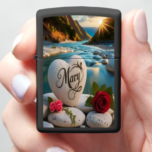 Marys Heart At Sunset Zippo Lighter