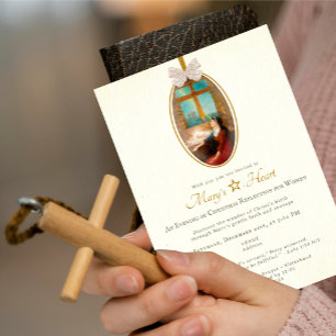 Mary's Heart Christmas Vintage Bow Women Ministry Invitation