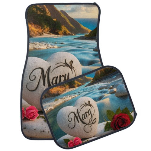 Marys Heart stone Sunset Car Floor Mat