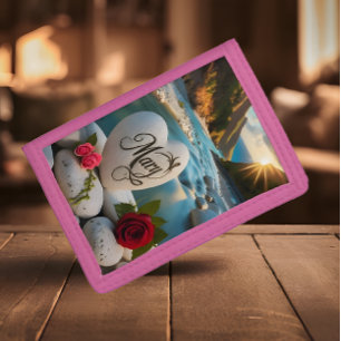 Mary's Heart stone Sunset Tri-fold Wallet
